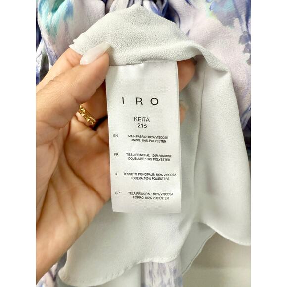 IRO Paris Keita Kimono Sleeve Printed Cutout Mini Dress Blue Multi Women 40 / 8 - Picture 4 of 5